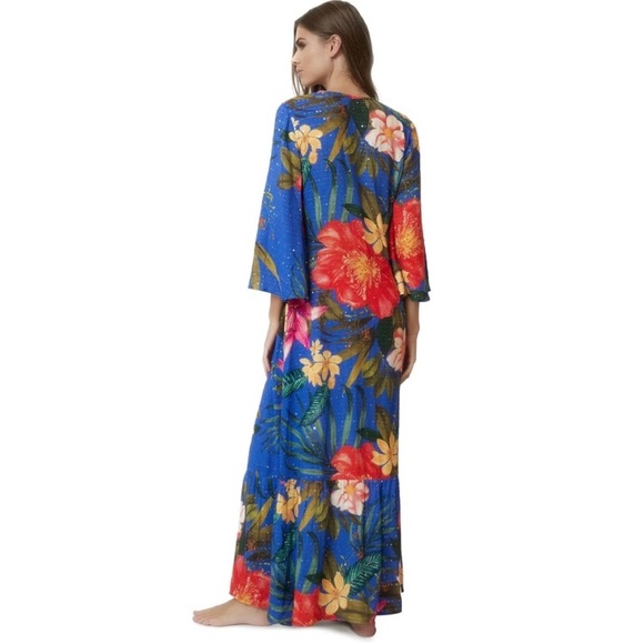 PQ Swim Floral Navy Blue Maxi Dress Long Sleeve - Picture 3 of 6